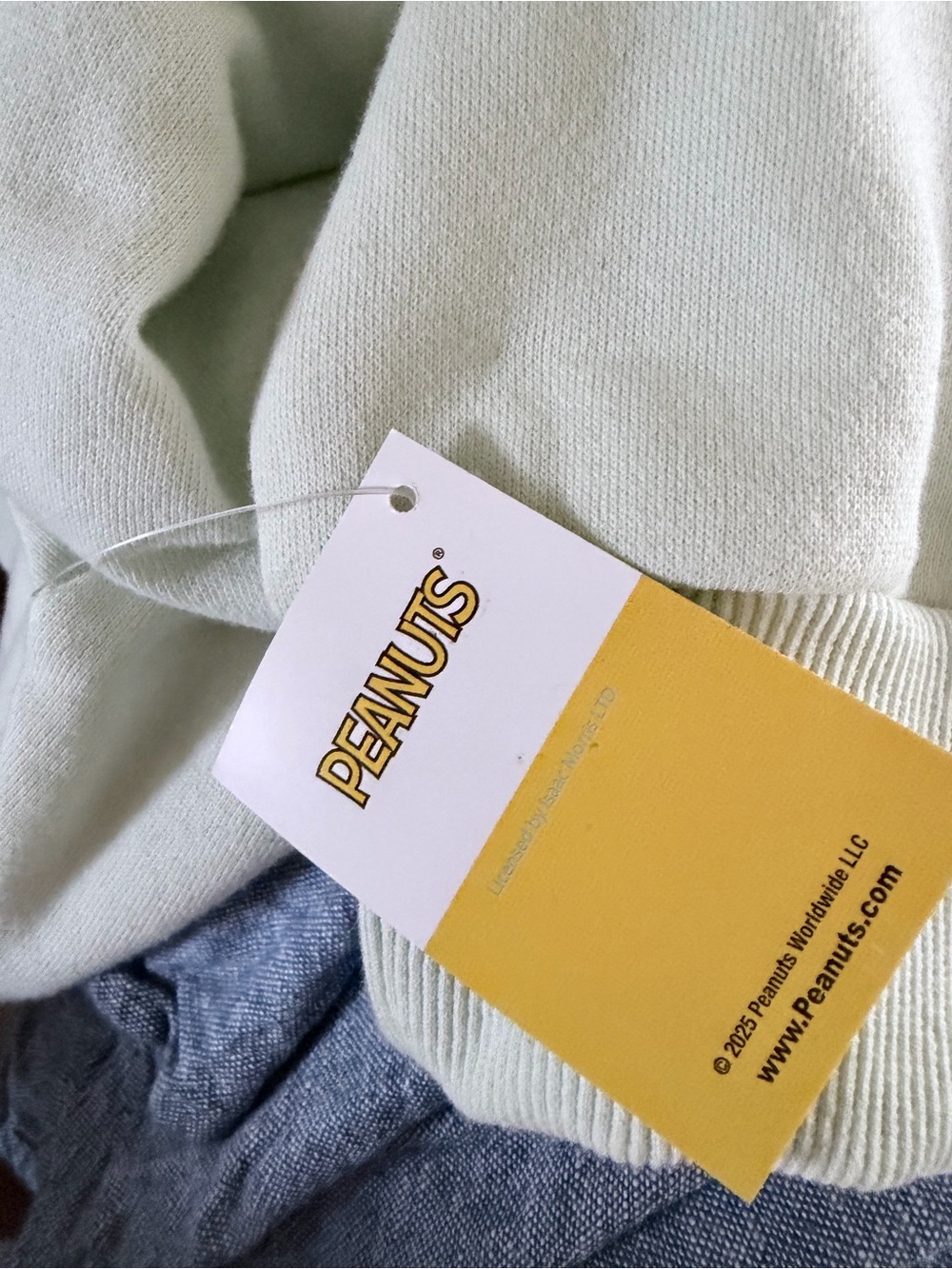 Women Crewneck Sweatshirt with Snoopy Surf Graphic - Light Mint - Picture 6 of 6
